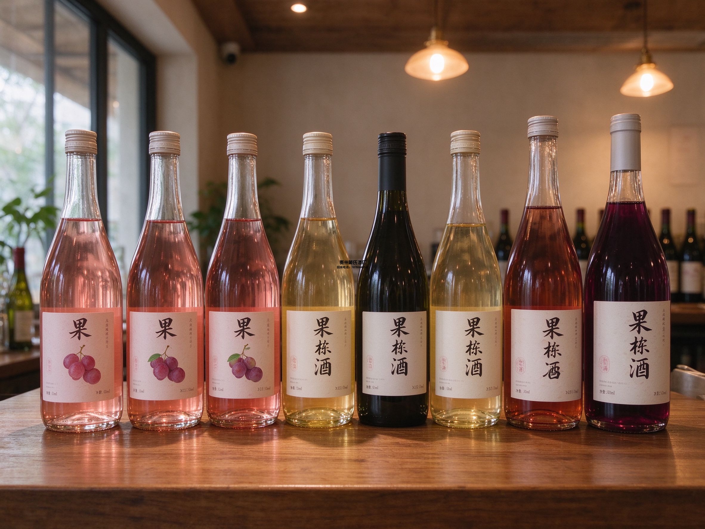多款国产果酒品牌并排对比陈列