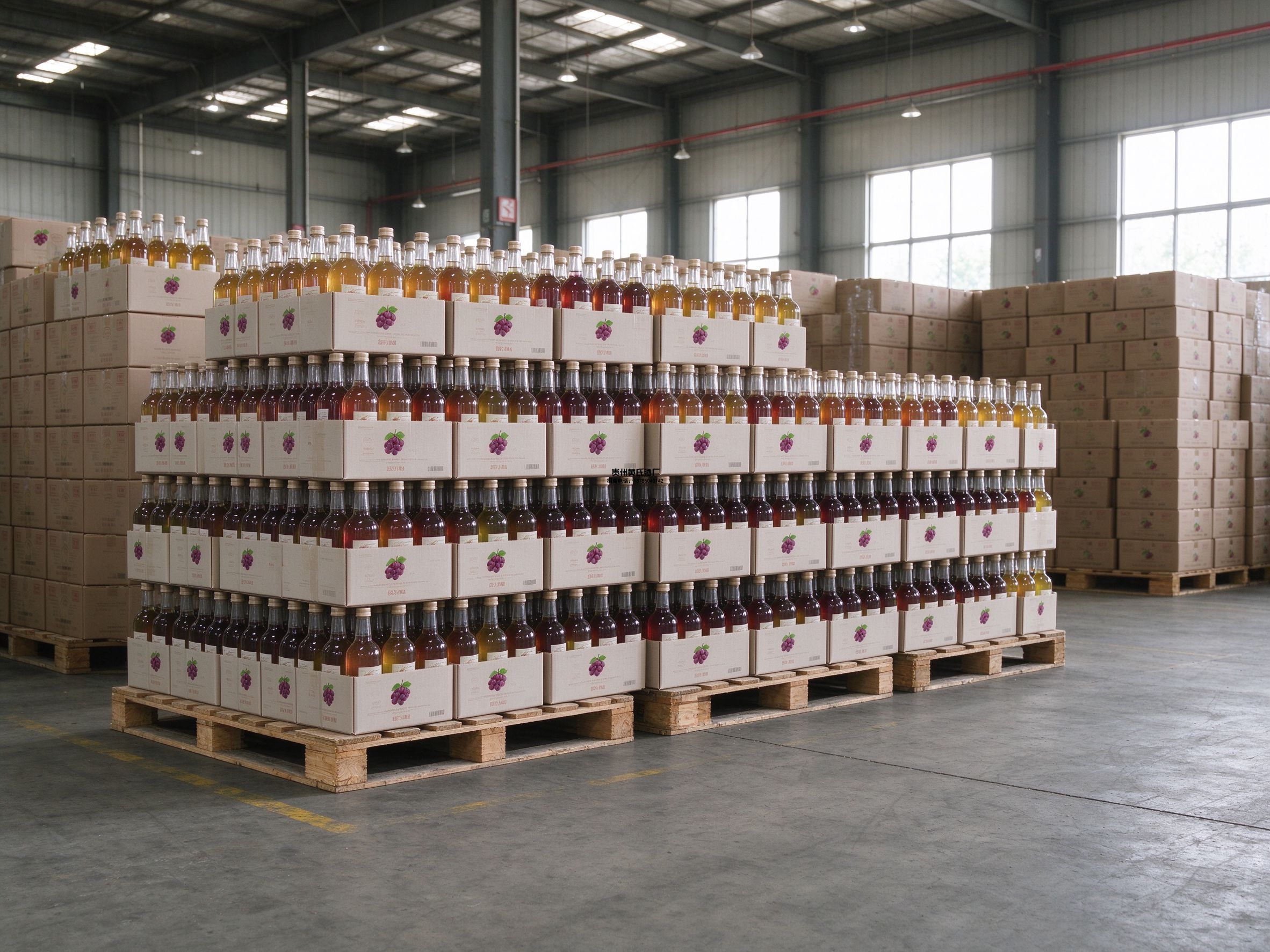 酒厂成品仓库整箱果酒待批发发货